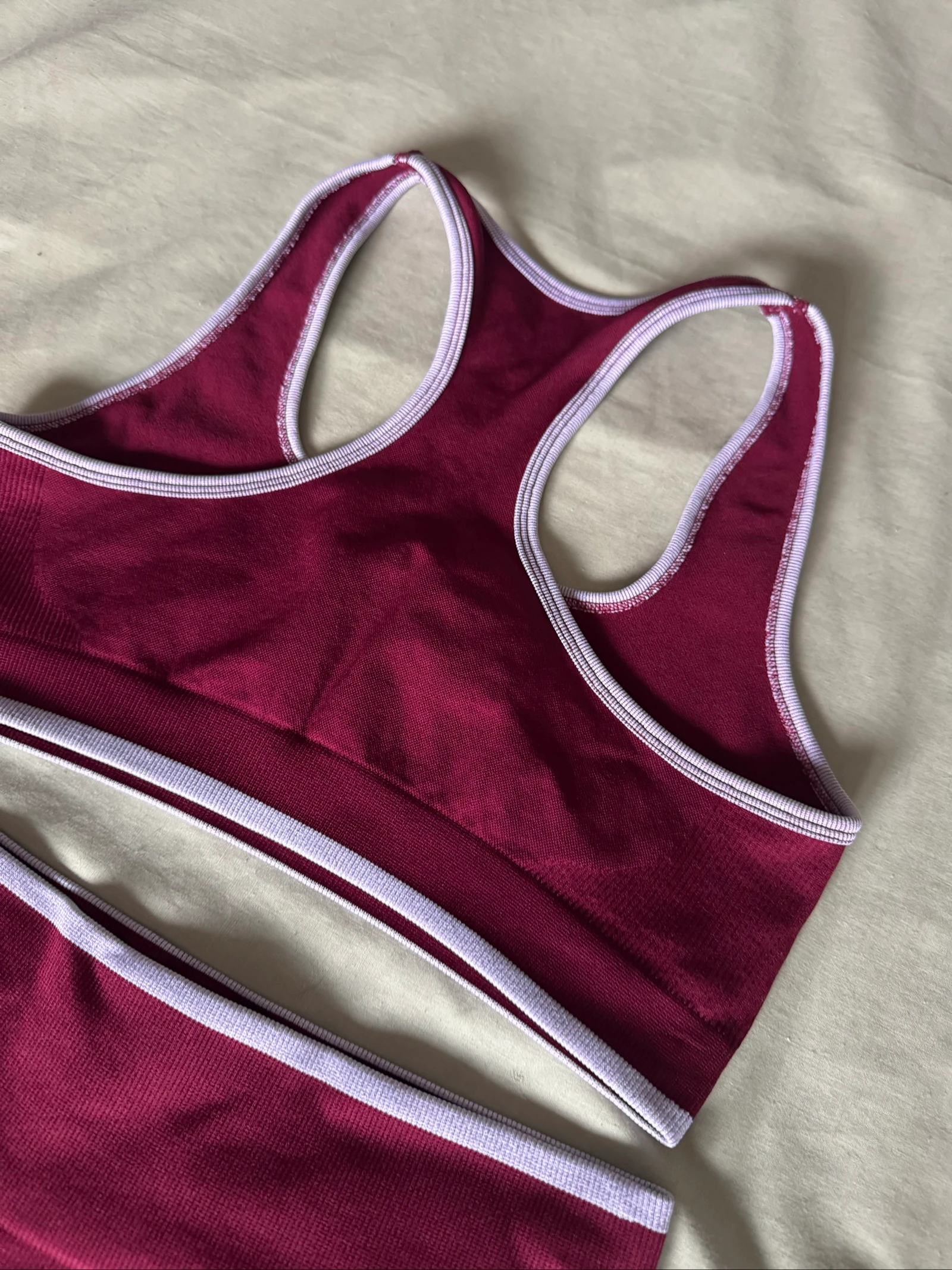 Burgundy Sports Set M | Top + High-Waisted Shorts | Fitness, Gym & Yoga – photo 10